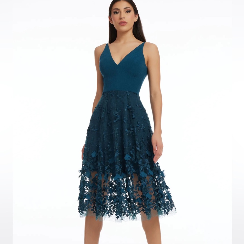 Dress the Population Teal Midi Dress